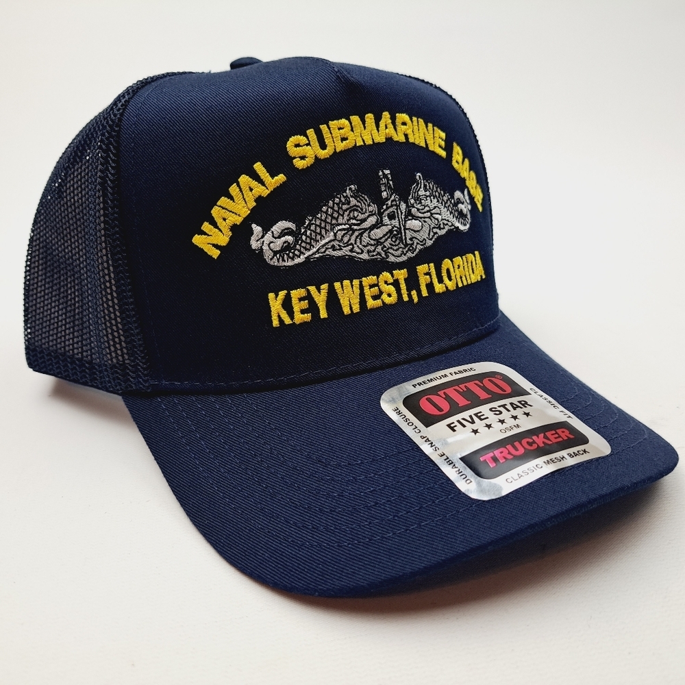Naval Submarine Base Key West Florida Hat Cap Mesh Snapback Blue - Picture 3 of 4